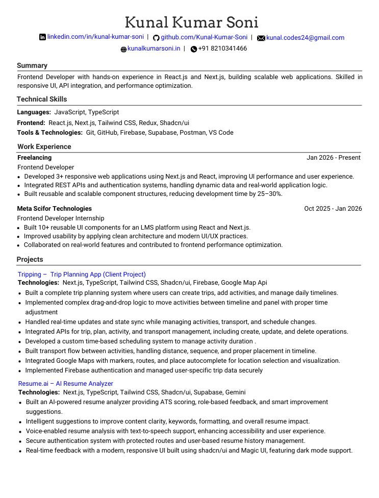Resume preview