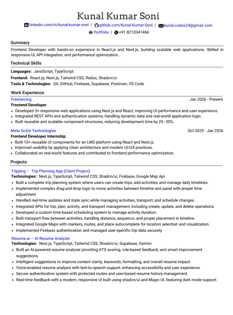 Resume preview